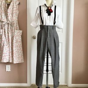 plaid suspender pants womens